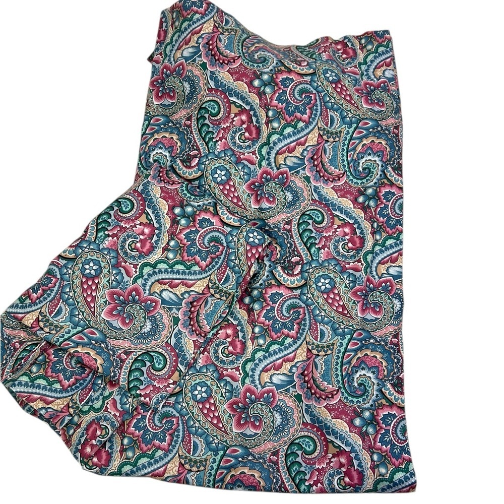 2 Paisley Floral Lined Curtain Panels Pink Blue Pinch Pleat 82” Long